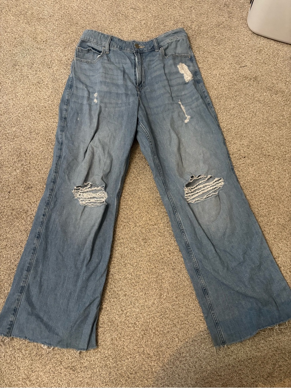 Hollister Light Blue Distressed Wide-Leg Jeans
